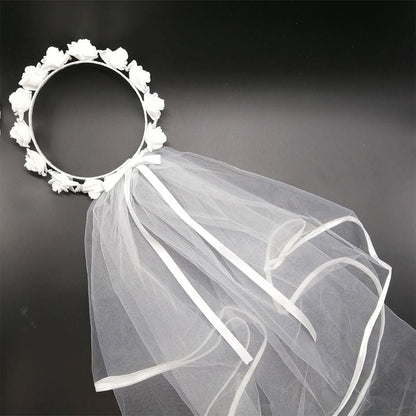 COURONNE DE FLEURS AVEC VOILE 2