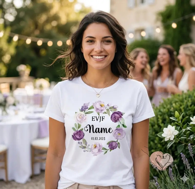 T-SHIRT BLANC POUR FUTURE MARIÉE EVJF PERSONNALISÉ 1