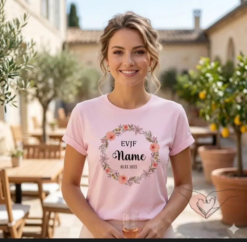 T-SHIRT EVJF ROSE PERSONNALISABLE AVEC TEXTE 1