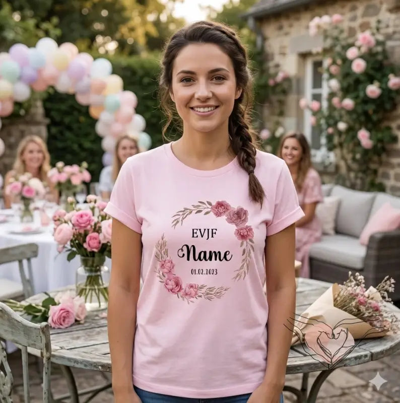 T-SHIRT EVJF ROSE PERSONNALISABLE AVEC TEXTE 1