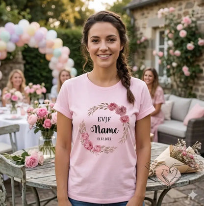 T-SHIRT EVJF ROSE PERSONNALISABLE AVEC TEXTE 1