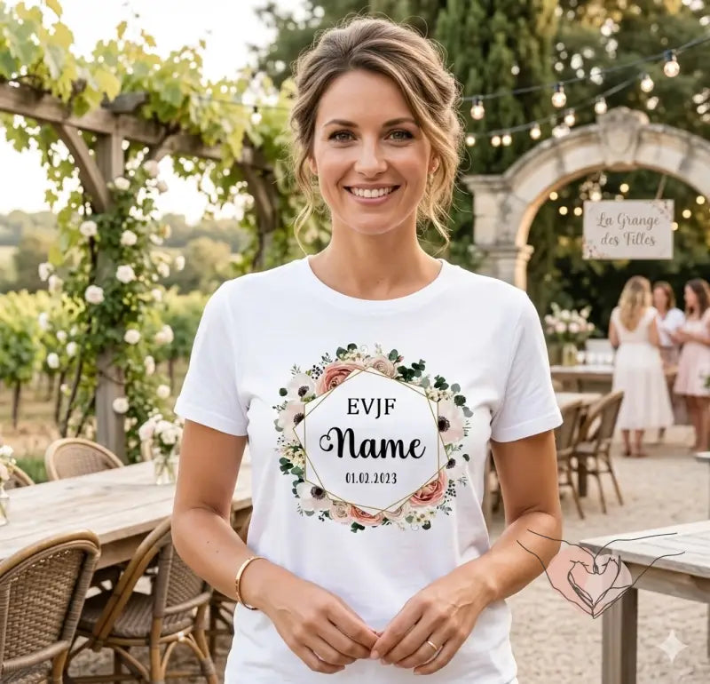 TEE SHIRT EVJF BLANC PERSONNALISÉ 1