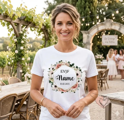 TEE SHIRT EVJF BLANC PERSONNALISÉ 1